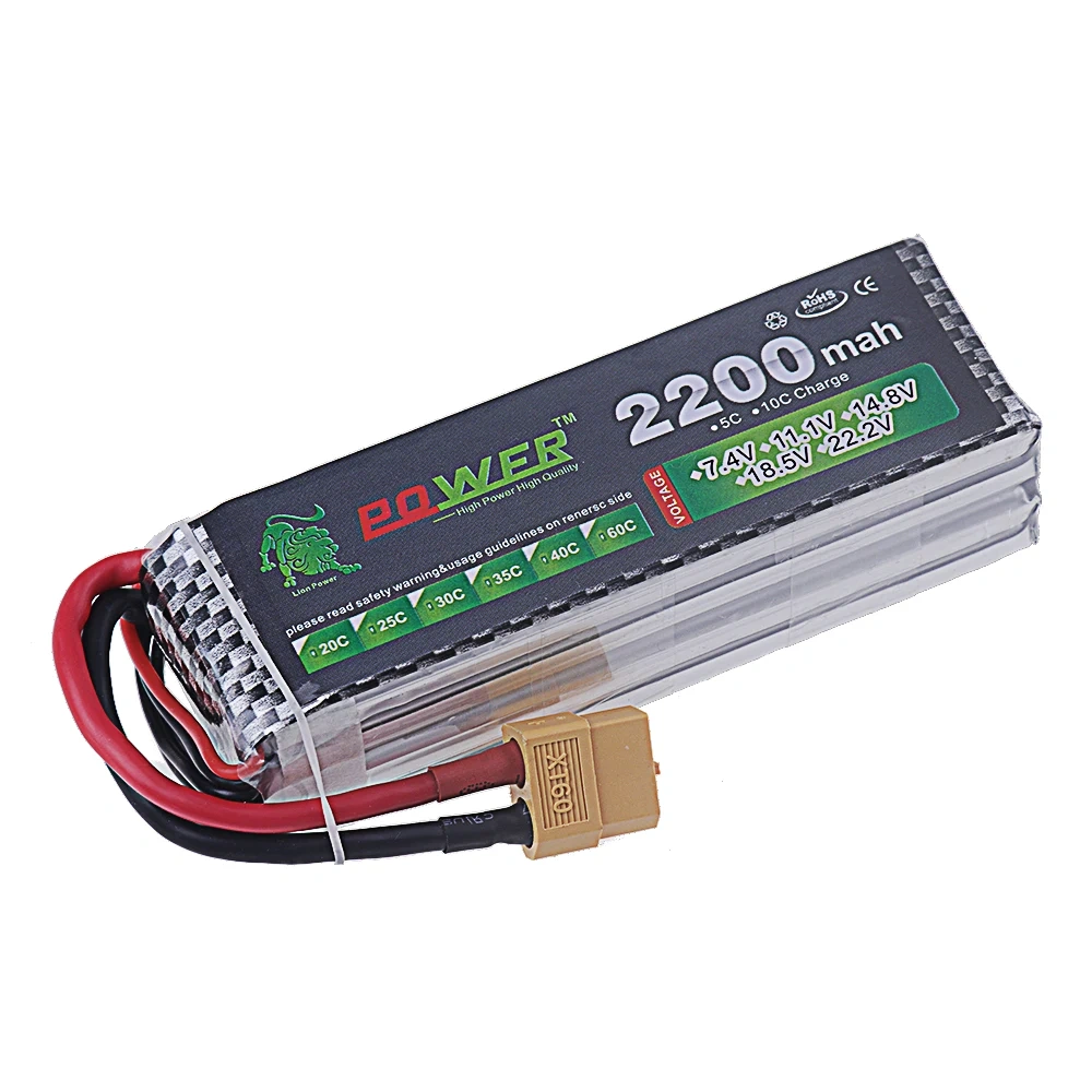 4S 2200mAh 40C~60C 14.8V LiPo Battery with XT60/Deans T Plug for Drone FPV RC Cars Boats Trucks Airplane UAV Parts 4S Battery