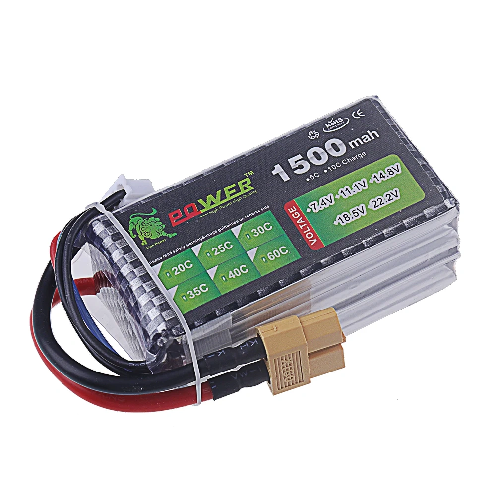 4S Lipo 14.8V Battery 1500mAh 40C~60C With XT60 Deans T Plug For Drone RC FPV Airplane Helicopter Car Racing Boat Parts 14.8V