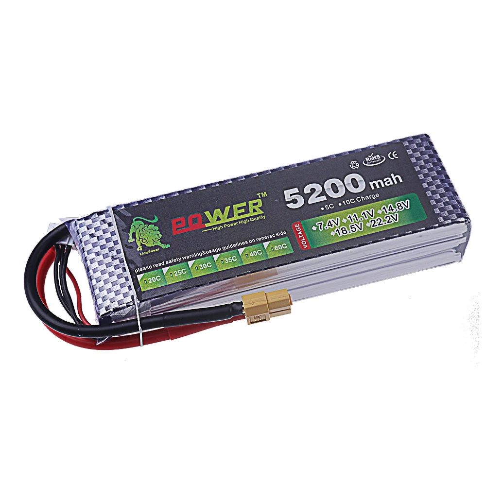 4S Lipo Battery 60C 14.8V 5200mAh Lipo Battery XT60/Deans T Connector for RC FPV Racing Drone Quadcopter Racing Crawler Cars