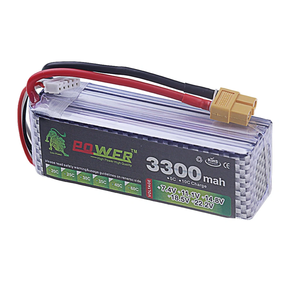 14.8V 3300mAh 40C~60C Lipo Battery with XT60 T Connector for RC Car Crawler Truck Airplane FPV UAV Drone 4S 14.8V Battery