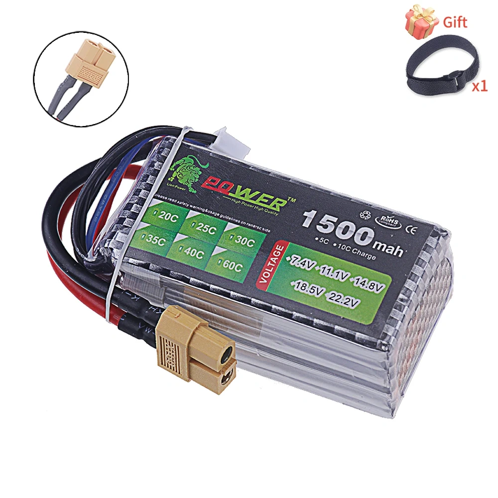 4S Lipo 14.8V Battery 1500mAh 40C~60C With XT60 Deans T Plug For Drone RC FPV Airplane Helicopter Car Racing Boat Parts 14.8V