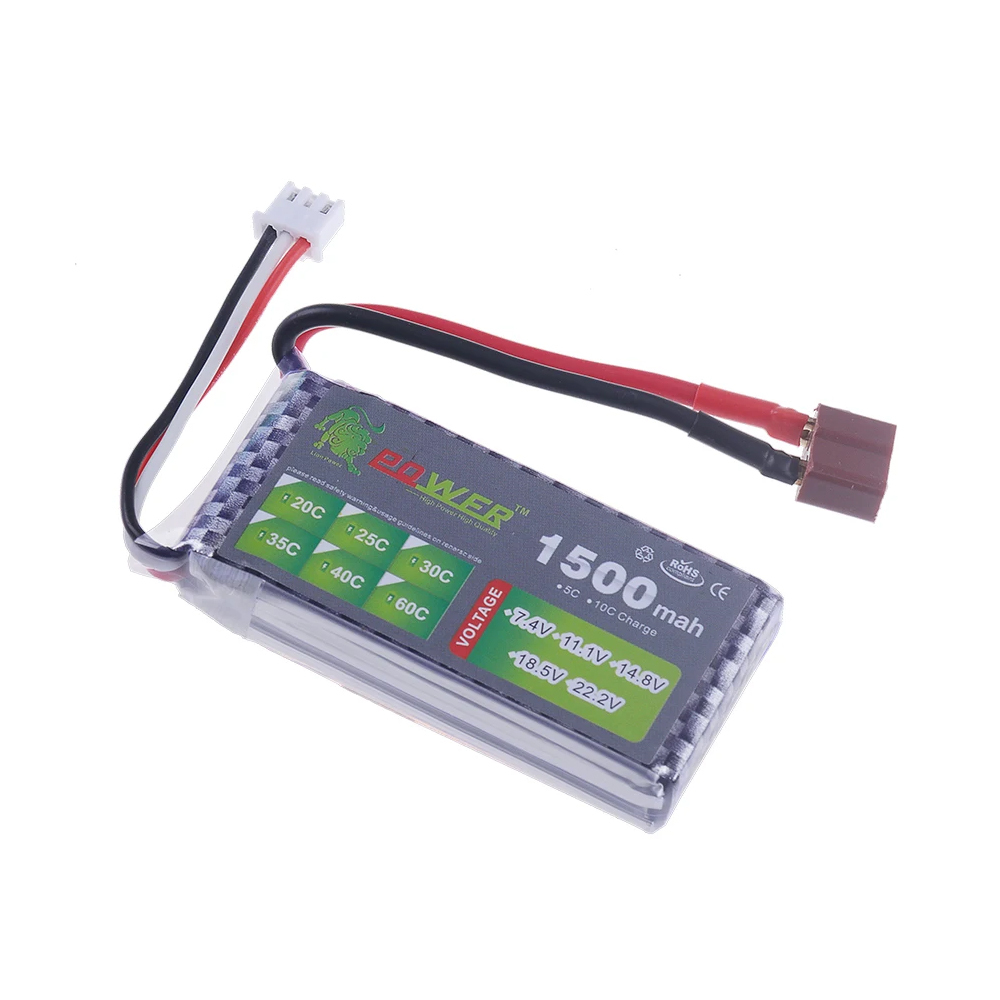 High Rate 40C 7.4V 1500mAh Lipo Battery For RC Helicopter Parts 2S Lithium polymer battery 7.4 v Airplanes battery with T/XT60 Plug