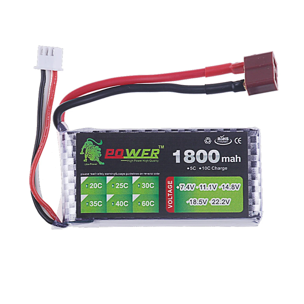 7.4V 1800mAh 2S LiPo Battery 40C For RC Car Quadcopter Helicopter Boat Drones Spare Parts 7.4V Rechargeable Battery With T XT60 Plug