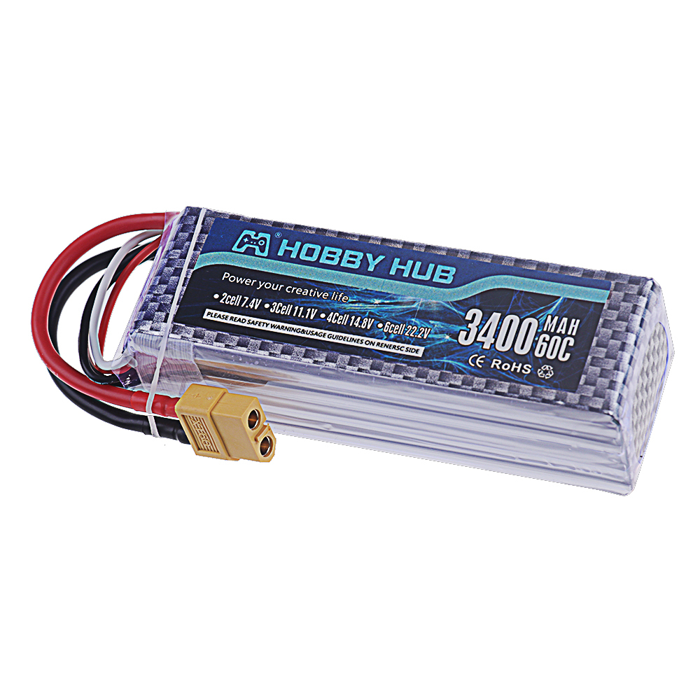 1Pcs 14.8V 3400mAh 60C 4S Lipo Battery with Deans T/XT60 Connector for Remote Control Model Quadcopter Airplane Drone Spare Parts 4S Battery