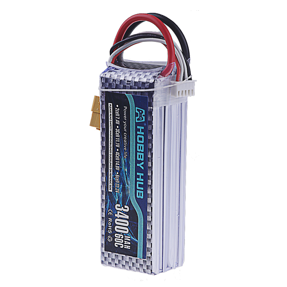 1Pcs 14.8V 3400mAh 60C 4S Lipo Battery with Deans T/XT60 Connector for Remote Control Model Quadcopter Airplane Drone Spare Parts 4S Battery