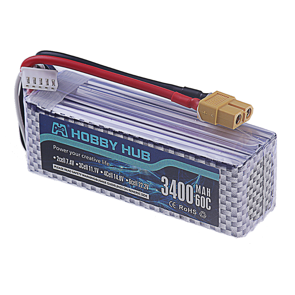 1Pcs 14.8V 3400mAh 60C 4S Lipo Battery with Deans T/XT60 Connector for Remote Control Model Quadcopter Airplane Drone Spare Parts 4S Battery