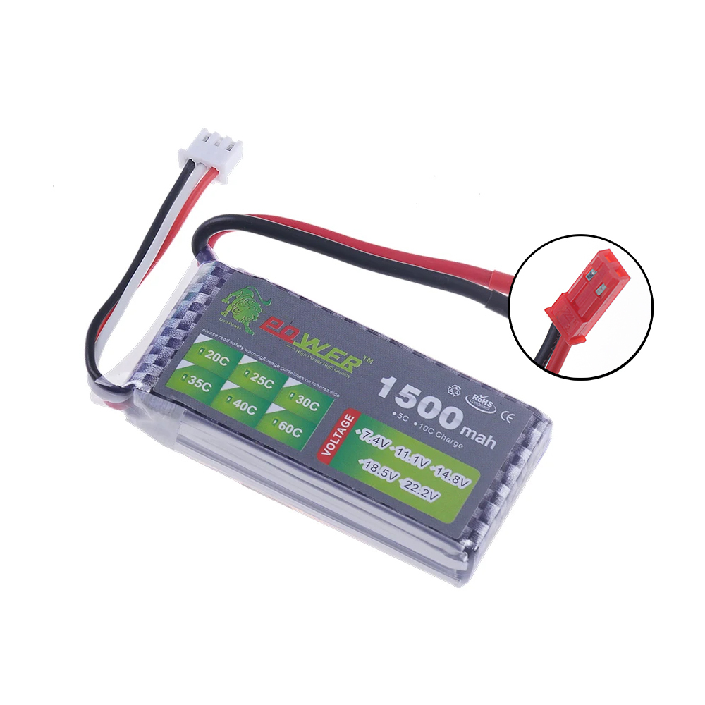 High Rate 40C 7.4V 1500mAh Lipo Battery For RC Helicopter Parts 2S Lithium polymer battery 7.4 v Airplanes battery with T/XT60 Plug