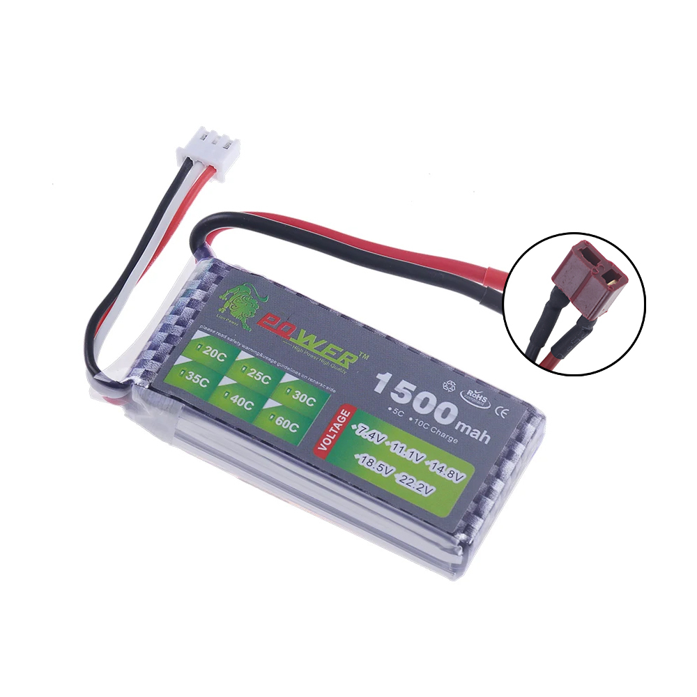High Rate 40C 7.4V 1500mAh Lipo Battery For RC Helicopter Parts 2S Lithium polymer battery 7.4 v Airplanes battery with T/XT60 Plug