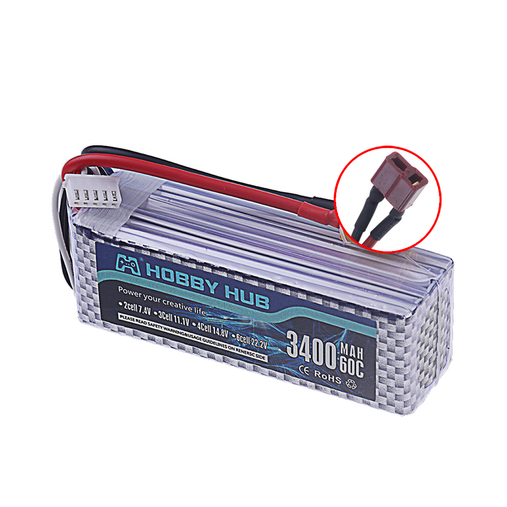 1Pcs 14.8V 3400mAh 60C 4S Lipo Battery with Deans T/XT60 Connector for Remote Control Model Quadcopter Airplane Drone Spare Parts 4S Battery