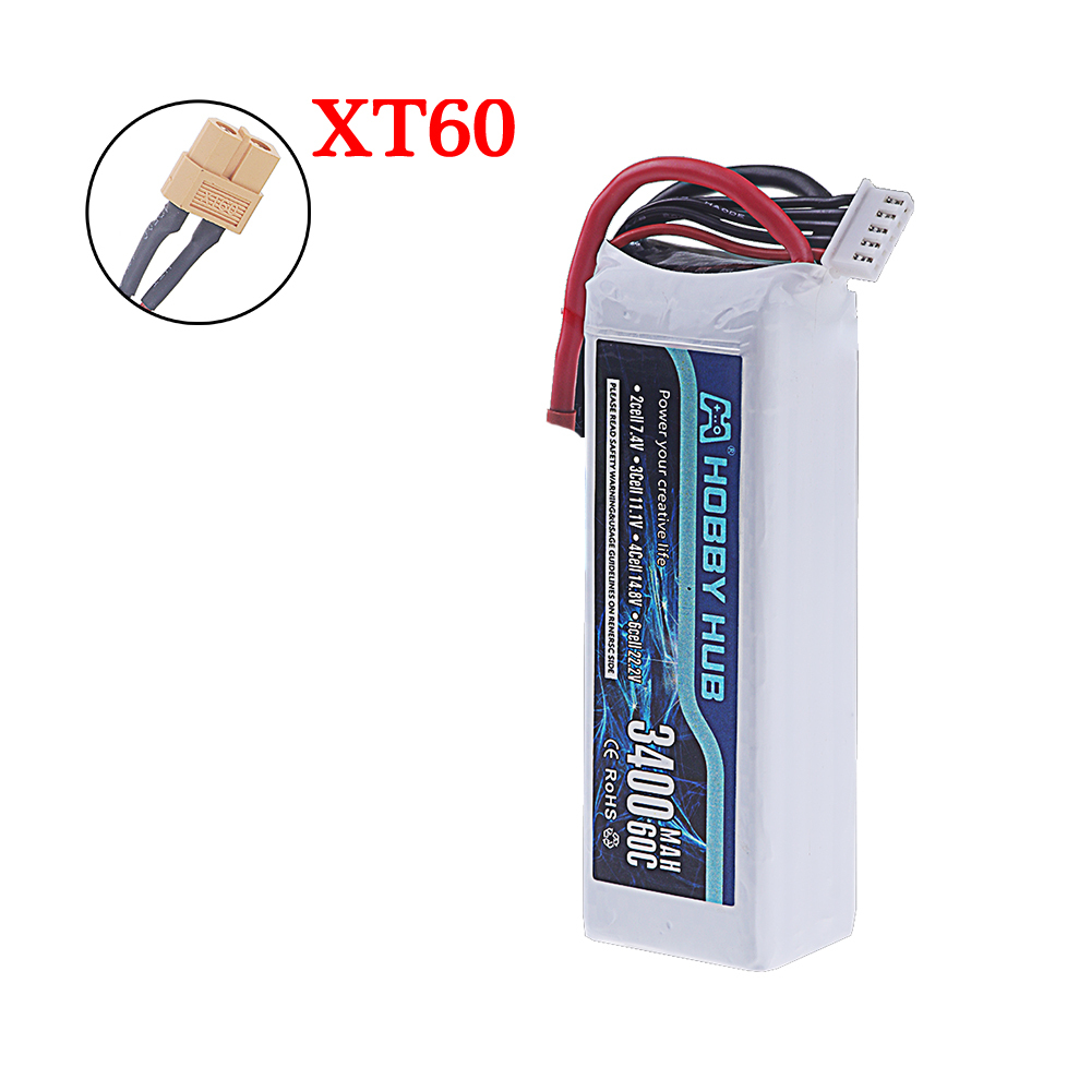 4S 14.8V 3400mAh 60C LiPo Battery For Remote Control Quadcopter Helicopter FPV Racing RC Drone Spare Parts 14.8v RC Drone Battery With XT60 T Plug