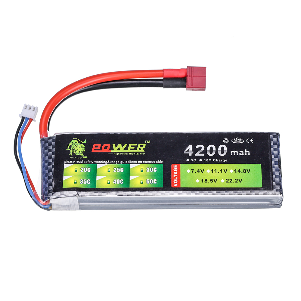 2S 7.4V 4200mAh Lipo Battery 40C For Remote Control Toys FPV Racing Car Truck Drone Boat Helicopter Airplane Parts 7.4V Battery With XT60 JST T Plug