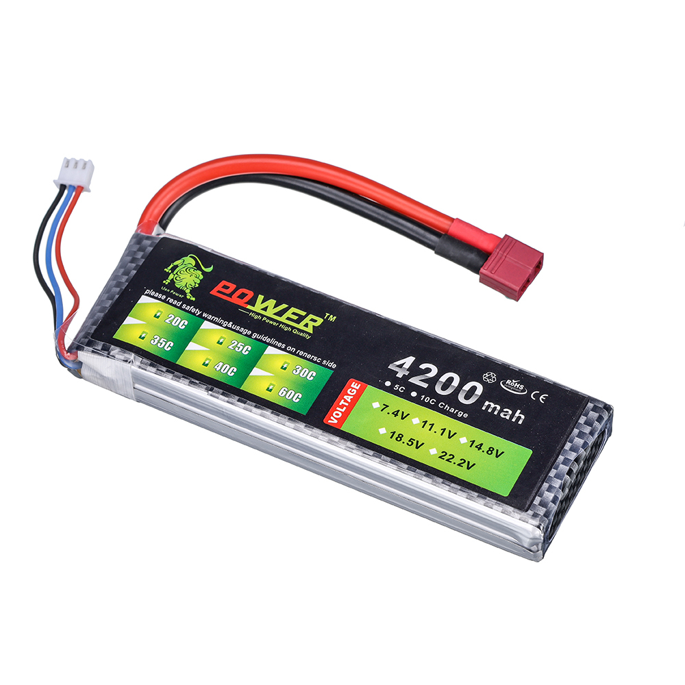 2S 7.4V 4200mAh Lipo Battery 40C For Remote Control Toys FPV Racing Car Truck Drone Boat Helicopter Airplane Parts 7.4V Battery With XT60 JST T Plug