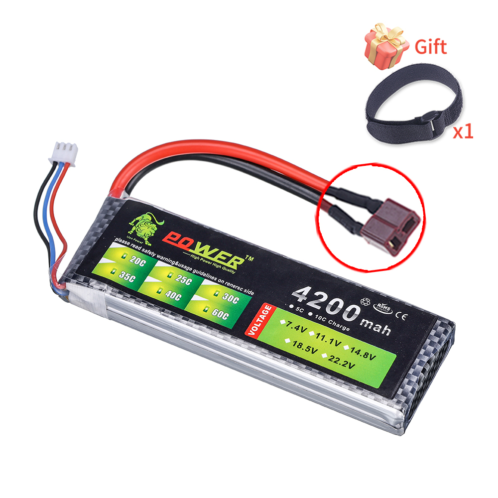 2S 7.4V 4200mAh Lipo Battery 40C For Remote Control Toys FPV Racing Car Truck Drone Boat Helicopter Airplane Parts 7.4V Battery With XT60 JST T Plug