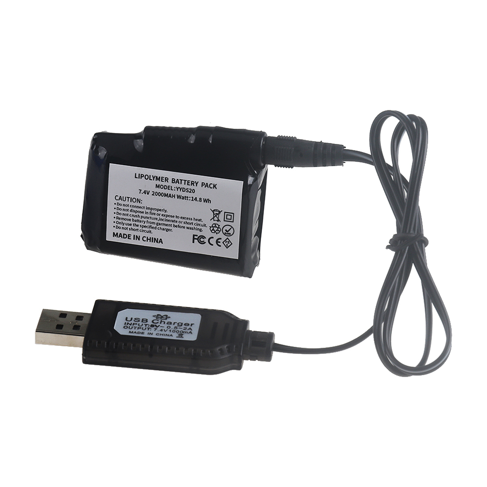 7.4V 2000mah Lithium Polymer Battery Heated Gloves Battery for Heating Vest, Heating Socks, Heated Motorcycle Gloves, Antifreeze Battery /USB Charger