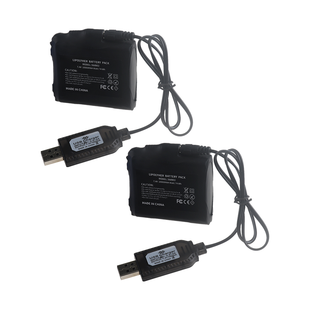 Heated Gloves Battery 7.4V 10000mah Lithium Battery for Heating Vest, Socks, Winter Antifreeze Heating Battery SWB02-2S, DC Plug: 3.5*1.35mm