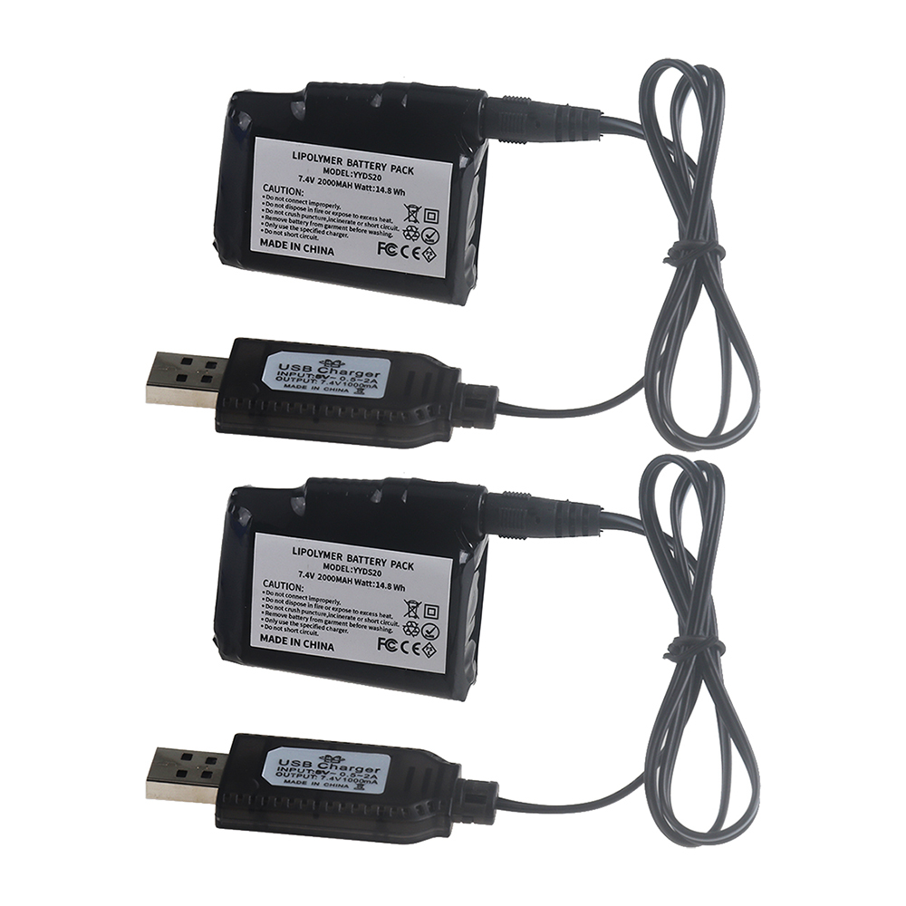 7.4V 2000mah Lithium Polymer Battery Heated Gloves Battery for Heating Vest, Heating Socks, Heated Motorcycle Gloves, Antifreeze Battery /USB Charger