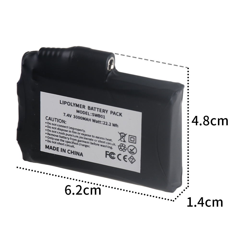 Heated Gloves Rechargeable Battery with 7.4V Batteries for Heated Gloves Heated Socks Heating Jacket USB Charger 7.4V, 3000MAH Battery