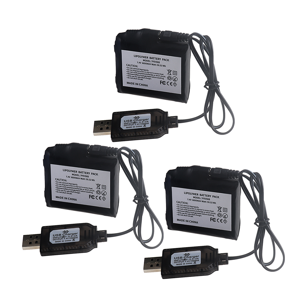 7.4V 6800mAh Rechargeable Lithium Polymer Battery for Heated Gloves, Socks, Motorcycle Gloves, Heated Jackets, Vest, Winter Antifreeze Saver Heat Battery USB Charger