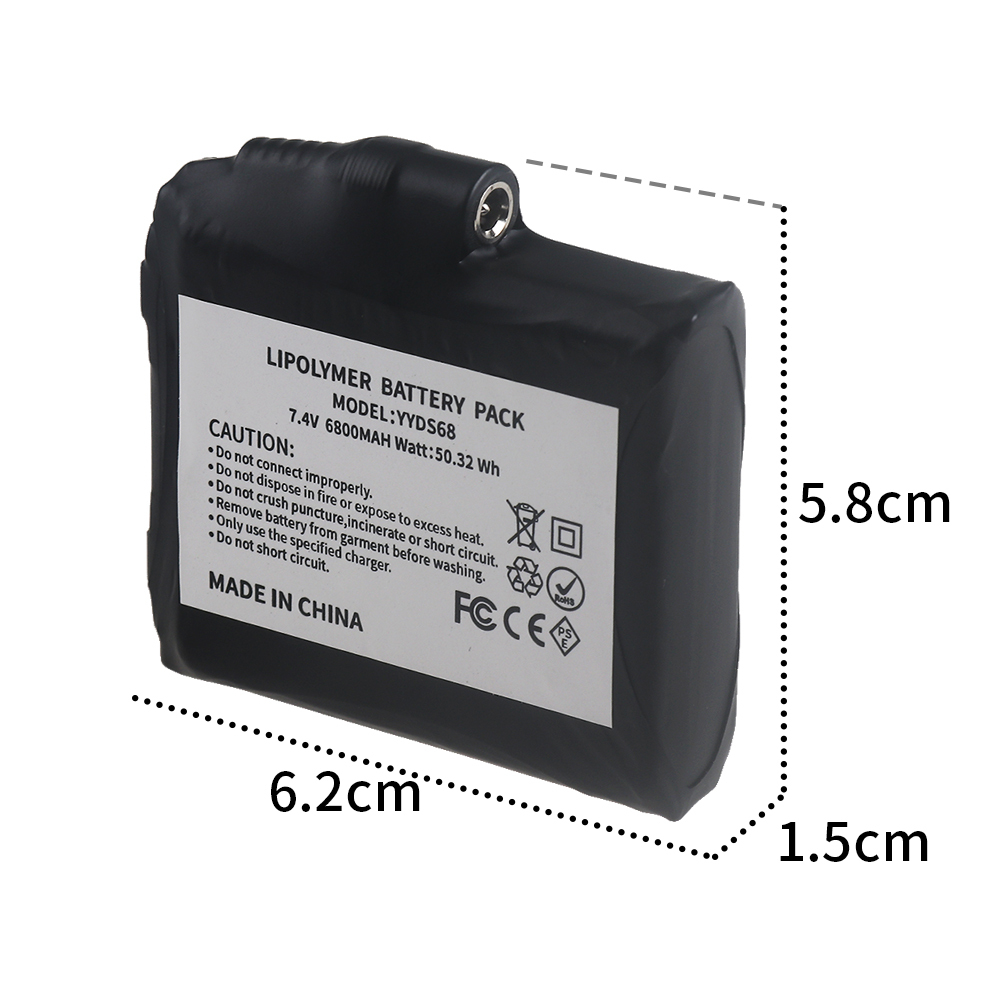 1-5PCS Heated Gloves Battery 7.4V 6800mah Rechargeable Lithium Polymer Battery for Heated Socks,Vest, Winter Antifreeze Saver Heat Battery ﻿