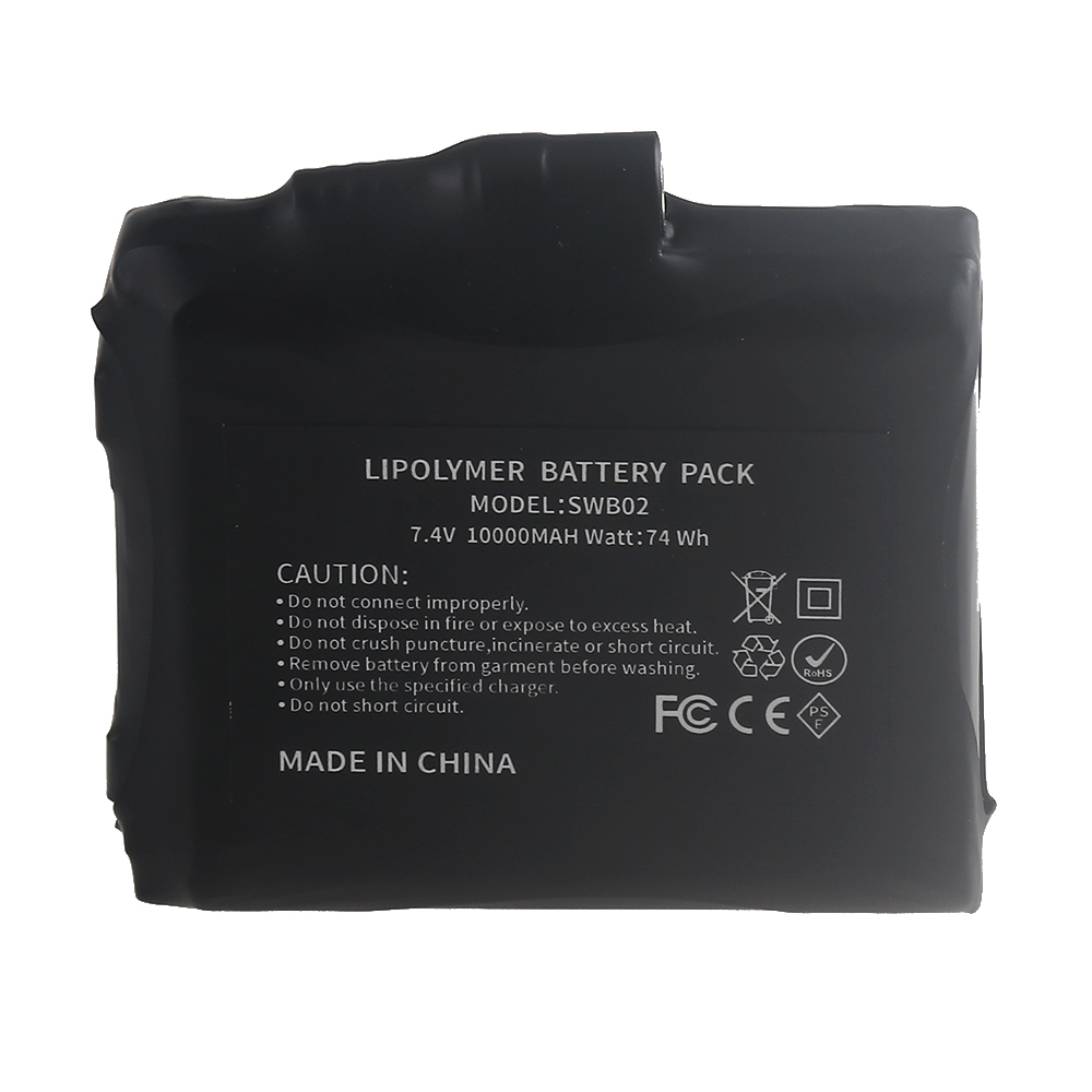 Heated Gloves Battery 7.4V 10000mah Lithium Battery for Heating Vest, Socks, Winter Antifreeze Heating Battery SWB02-2S, DC Plug: 3.5*1.35mm