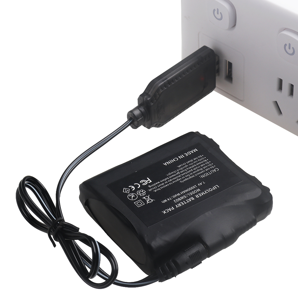 Heated Gloves Battery 7.4V 10000mah Lithium Battery for Heating Vest, Socks, Winter Antifreeze Heating Battery SWB02-2S, DC Plug: 3.5*1.35mm