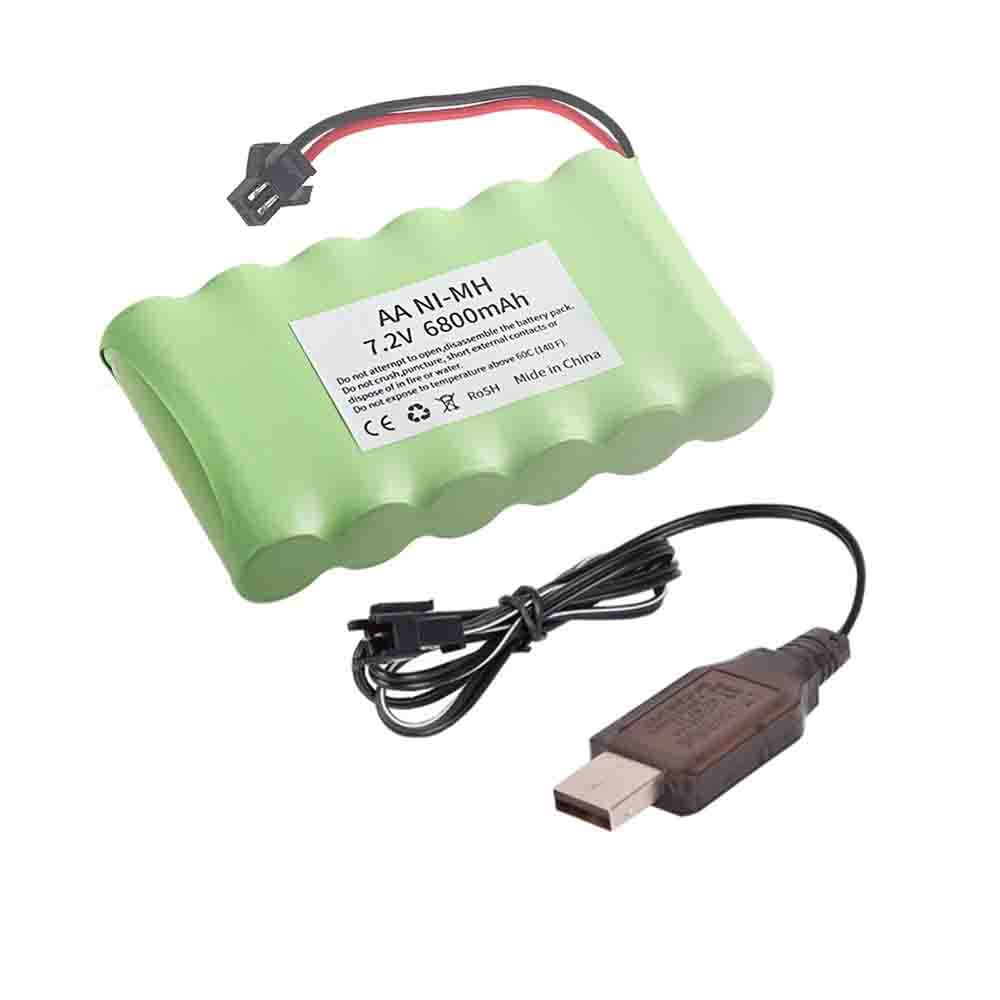 AA 7.2V Battery And USB Charger Upgrade 6800mAh 7.2V Rechargeable NiMH Battery For RC Toys Cars Trucks Tanks Trains Robots Boat Guns vs 3000mAh