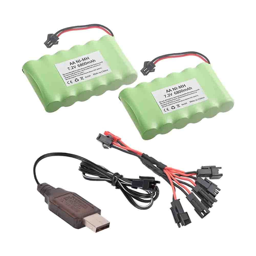 AA 7.2V Battery And USB Charger Upgrade 6800mAh 7.2V Rechargeable NiMH Battery For RC Toys Cars Trucks Tanks Trains Robots Boat Guns vs 3000mAh