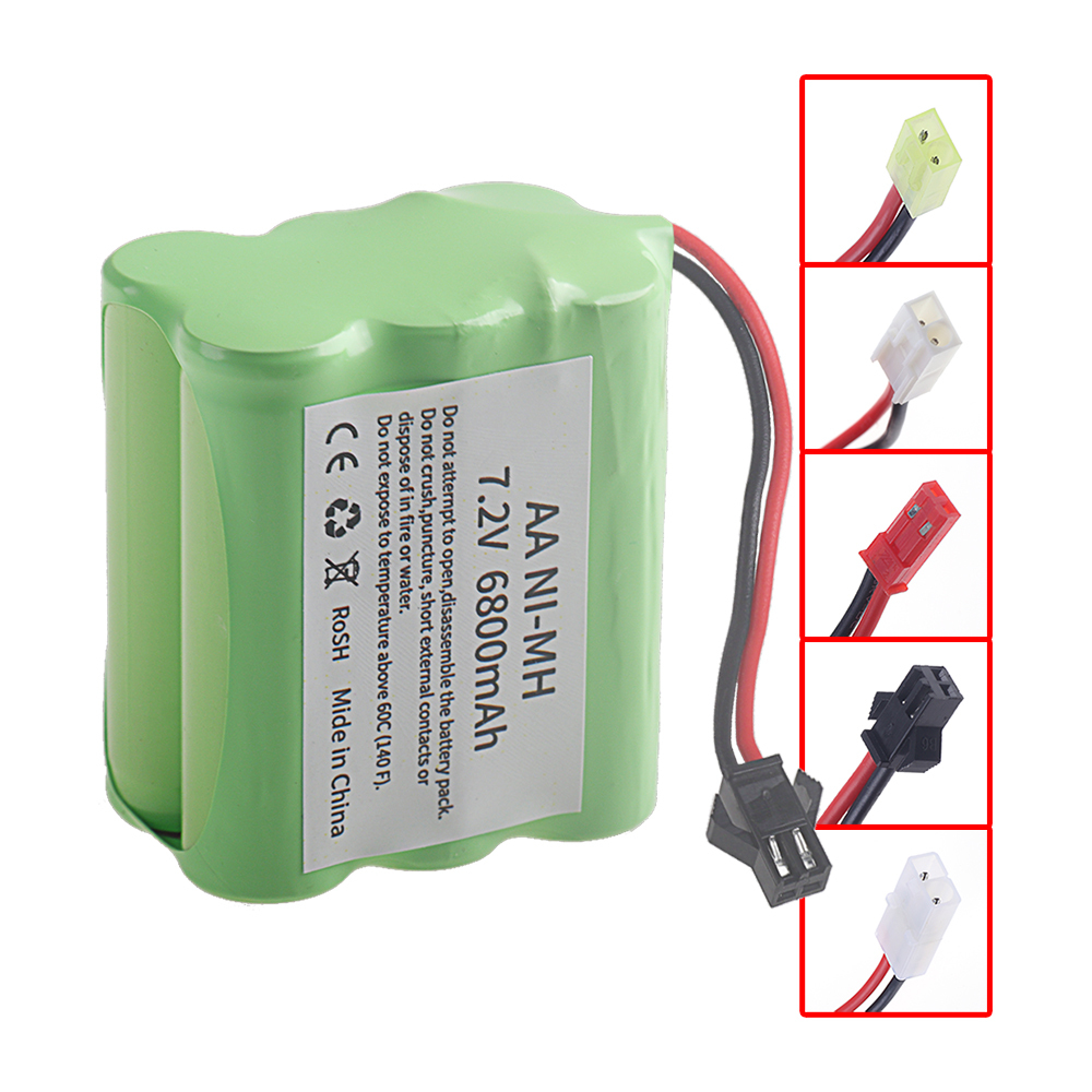 1PCS 7.2v 6800mAh Nimh AA Battery For Rc toys Cars Trucks Tanks Robots Gun Upgraded 7.2V Batteries Pack For Rc Boat 7.2V Rechargeable Battery With SM /Tamiya /JST Connector