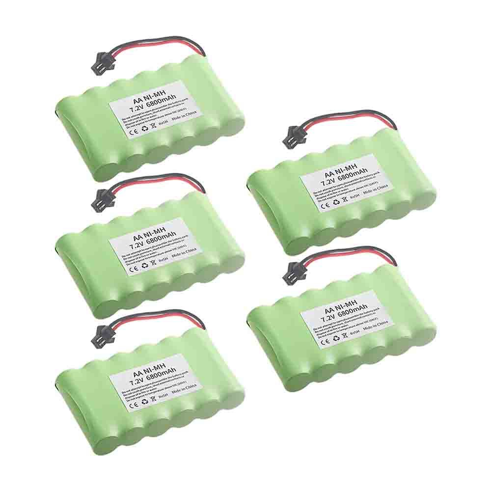 1/2/3/5PCS 7.2v 6800mAh NiMH Battery For Electric Toys RC Cars Trucks Robots Tanks Gun Boats With SM Plug AA 7.2v Rechargeable Battery Pack