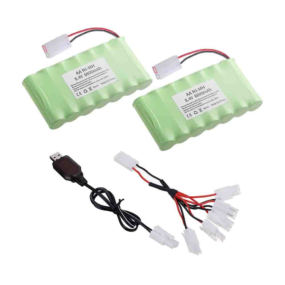 AA 8.4V Rechargeable Battery NiMH for Rc Toys Car Trucks Tanks Trains Robot Boat Gun Tools Parts 8.4V 6800mAh Battery with Tamiya Connector