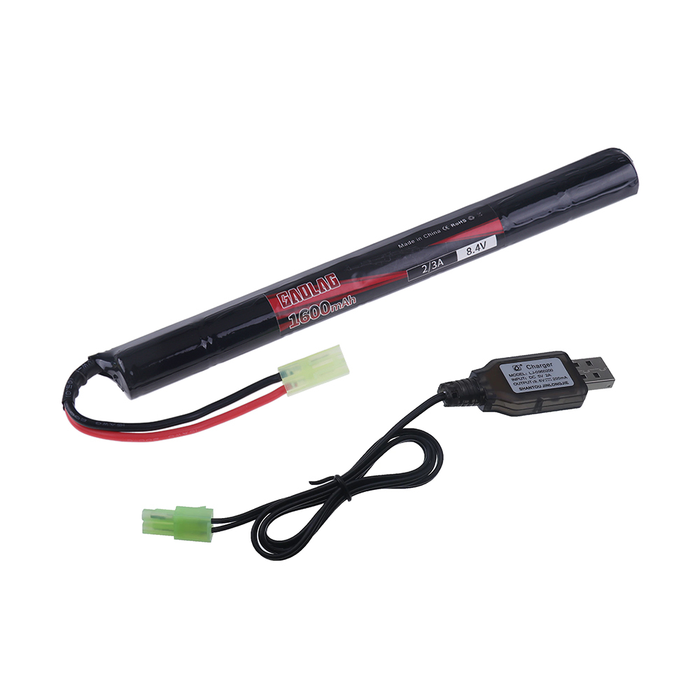 Airsoft Guns Battery 2/3A 7S 8.4V 1600mAh Battery with Mini Tamiya connector And USB Charger For Cyma AK47 AEG'S rosman Pulse R76