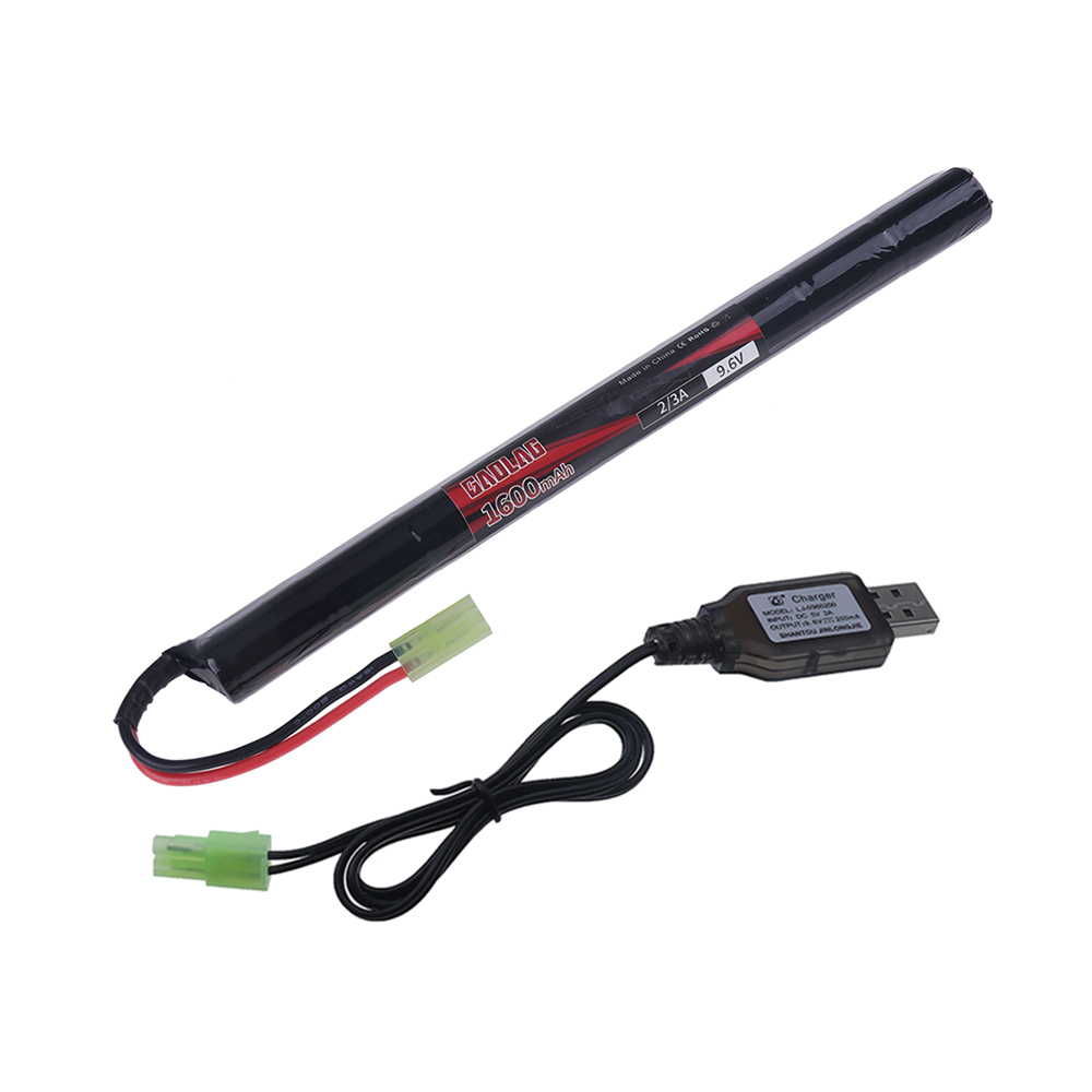8S 2/3A 9.6V Airsoft Battery 1600mAh 9.6v NiMH Stick Battery with Mini Tamiya Connector for AK47 MP5K RPK PKM G36C MC51 Rifle Guns