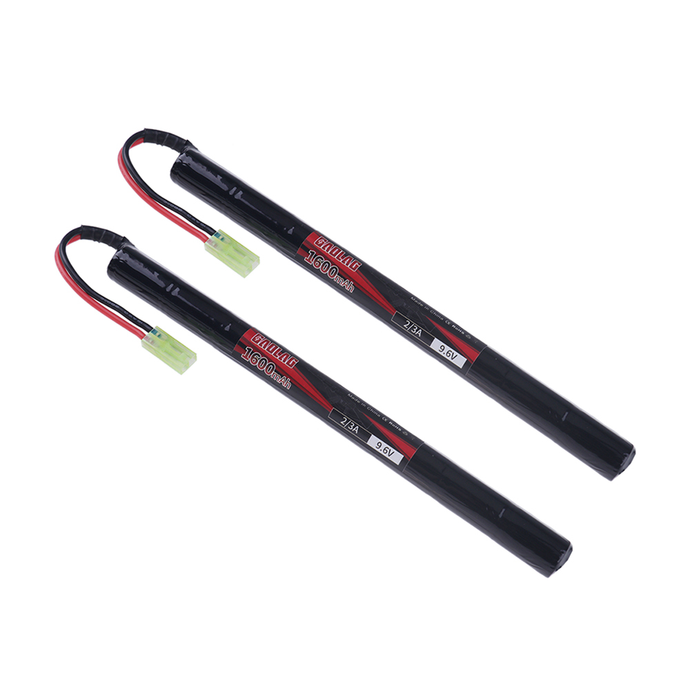 8S 2/3A 9.6V Airsoft Battery 1600mAh 9.6v NiMH Stick Battery with Mini Tamiya Connector for AK47 MP5K RPK PKM G36C MC51 Rifle Guns