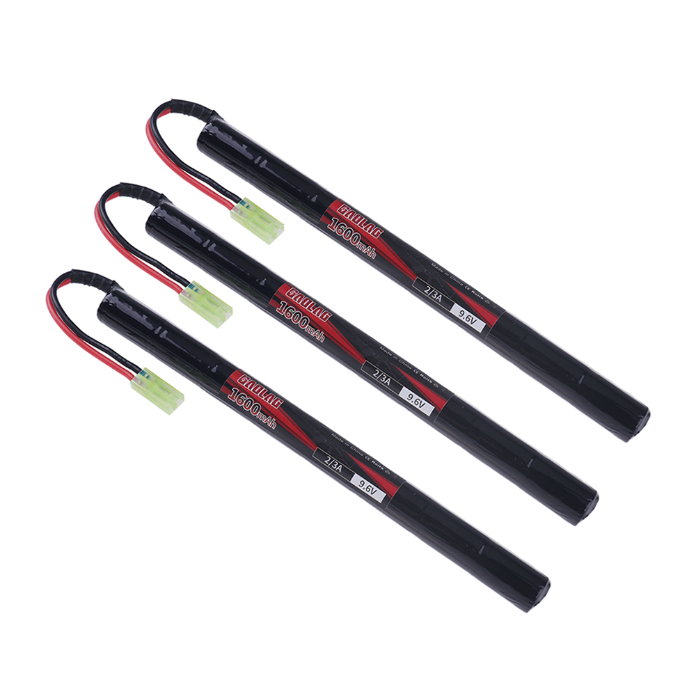 8S 2/3A 9.6V Airsoft Battery 1600mAh 9.6v NiMH Stick Battery with Mini Tamiya Connector for AK47 MP5K RPK PKM G36C MC51 Rifle Guns
