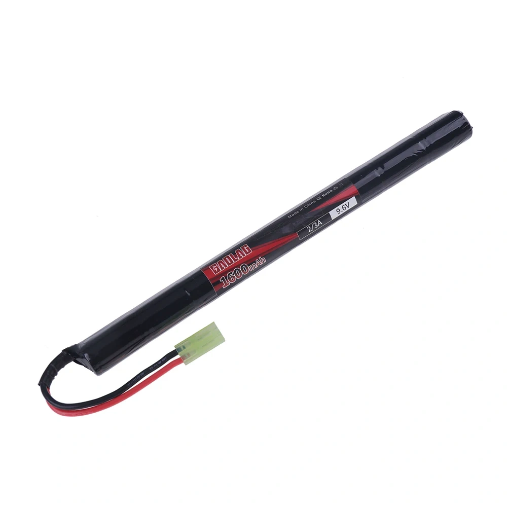 9.6V Airsoft Battery 1600mAh 2/3A 9.6v NiMH Stick Battery with Mini Tamiya Connector for AK47 MP5K RPK PKM G36C MC51 Rifle Guns