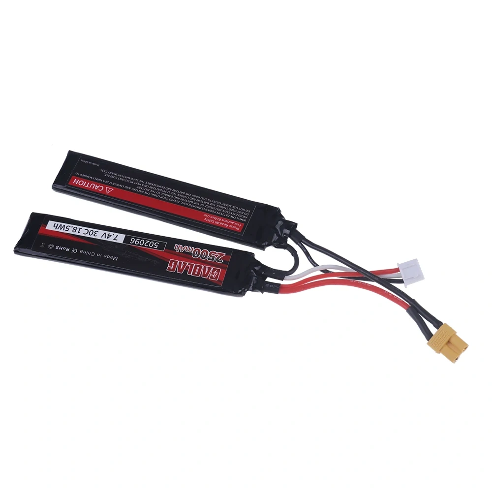7.4v 2500mAh Lipo Battery Split Connection for Water Gun 2S 7.4V battery for Mini Airsoft BB Air Pistol Electric Toys Guns Parts