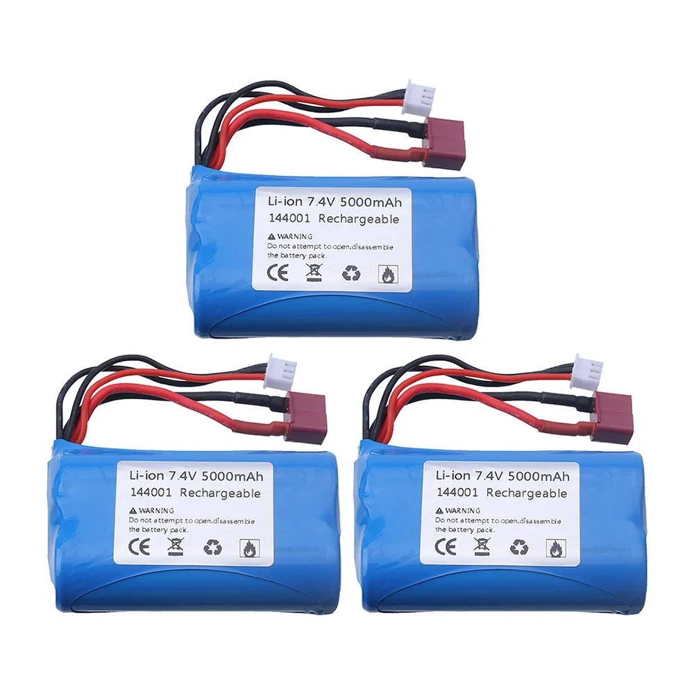 Li-ion Battery For Wltoys 144001 12428 Remote Controlled Off-road Racing Car 2S 21700 7.4V 5000mah Upgrade battery T Plug