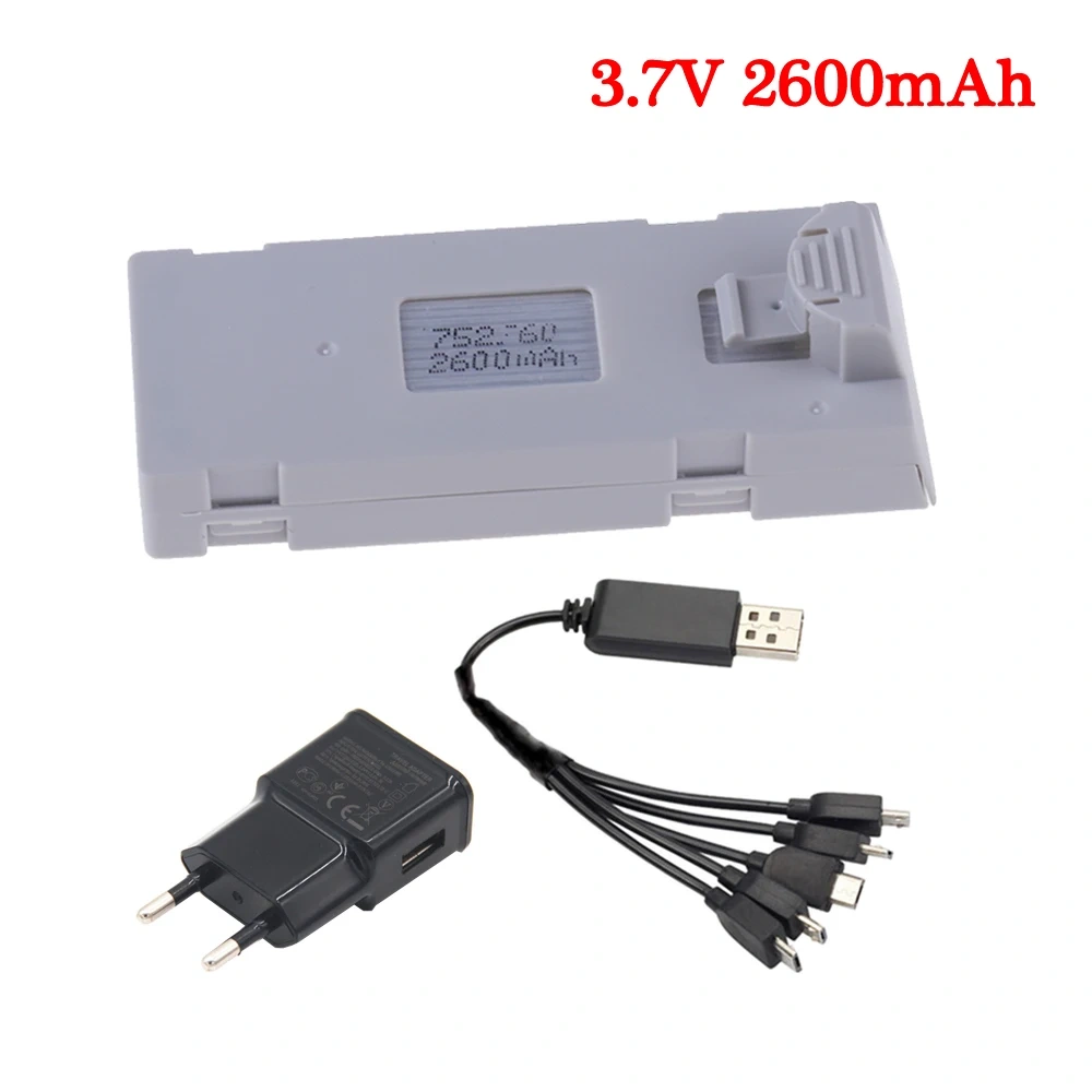 3.7V 2600mAh RC Drone Battery Stable UAV Battery for E88 E88PRO E88MAX E525 E99 E99PRO P1 P5PRO K3 S1 P8 with charger