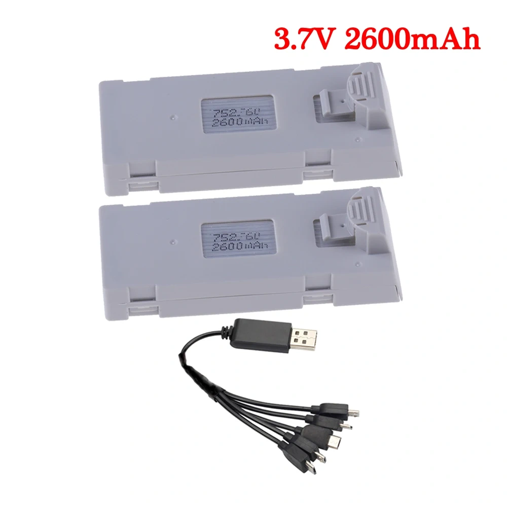 3.7V 2600mAh RC Drone Battery Stable UAV Battery for E88 E88PRO E88MAX E525 E99 E99PRO P1 P5PRO K3 S1 P8 with charger