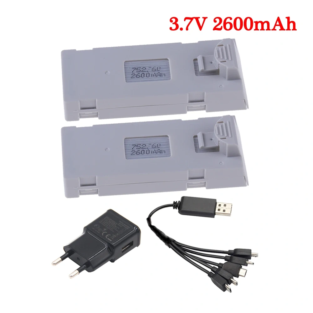 3.7V 2600mAh RC Drone Battery Stable UAV Battery for E88 E88PRO E88MAX E525 E99 E99PRO P1 P5PRO K3 S1 P8 with charger