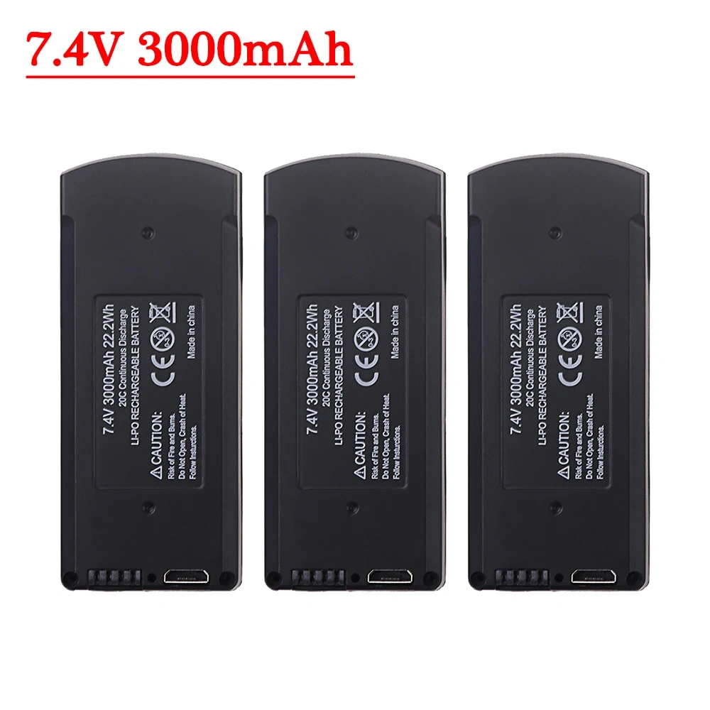 V168 PRO MAX GPS Drone Battery 7.4V 3000mAh RC Quadcopter 3.7V 2000mAh V198 Pro Max Spare Battery Drone Parts Accessories