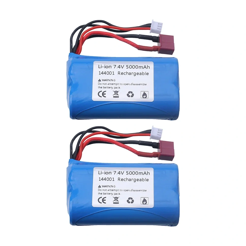 Li-ion Battery For Wltoys 144001 12428 Remote Controlled Off-road Racing Car 2S 21700 7.4V 5000mah Upgrade battery T Plug
