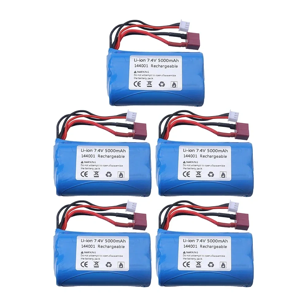 Li-ion Battery For Wltoys 144001 12428 Remote Controlled Off-road Racing Car 2S 21700 7.4V 5000mah Upgrade battery T Plug