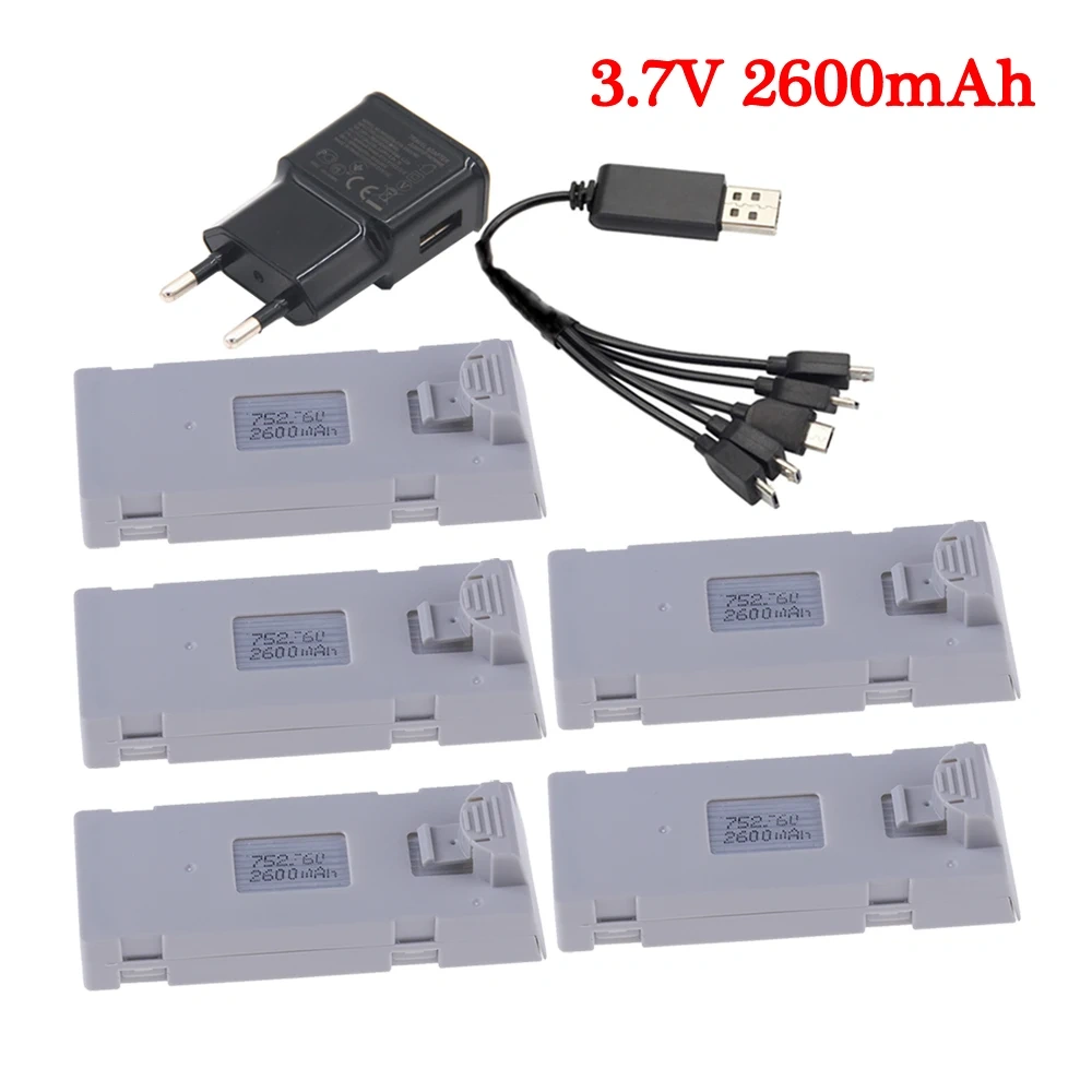 3.7V 2600mAh RC Drone Battery Stable UAV Battery for E88 E88PRO E88MAX E525 E99 E99PRO P1 P5PRO K3 S1 P8 with charger
