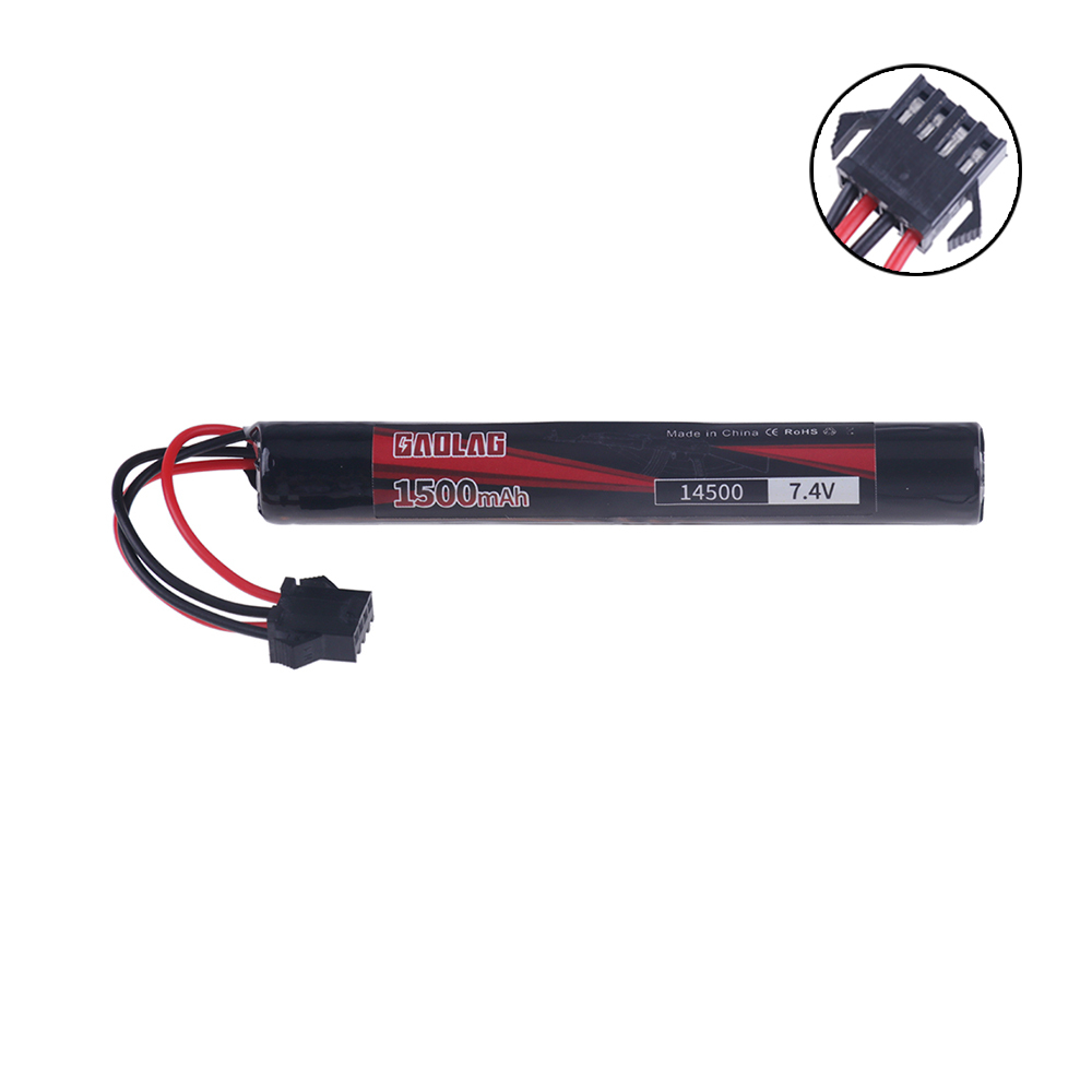 7.4V 1500mAh 14500 Li-ion Battery With SM-4P Plug For Electric Toys water bullet gun Mini guns Battery Parts