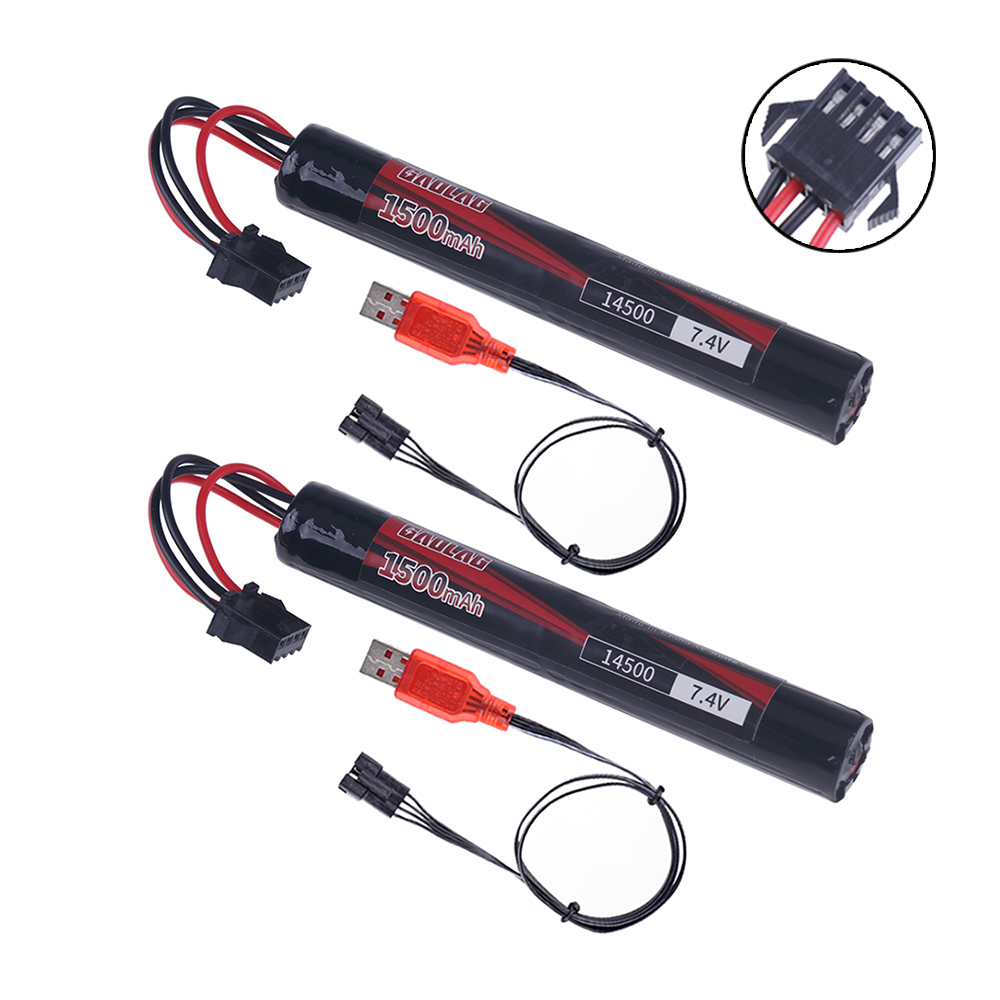 7.4V 1500mAh 14500 Li-ion Battery With SM-4P Plug For Electric Toys water bullet gun Mini guns Battery Parts