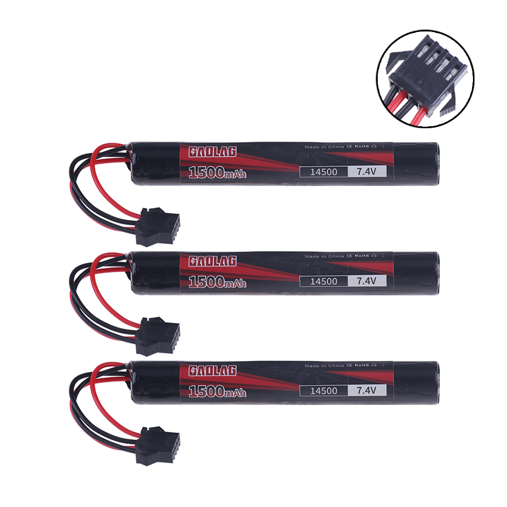 7.4V 1500mAh 14500 Li-ion Battery With SM-4P Plug For Electric Toys water bullet gun Mini guns Battery Parts