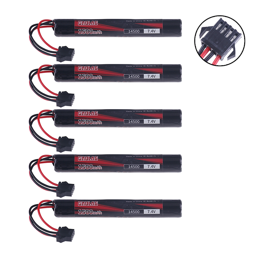 7.4V 1500mAh 14500 Li-ion Battery With SM-4P Plug For Electric Toys water bullet gun Mini guns Battery Parts