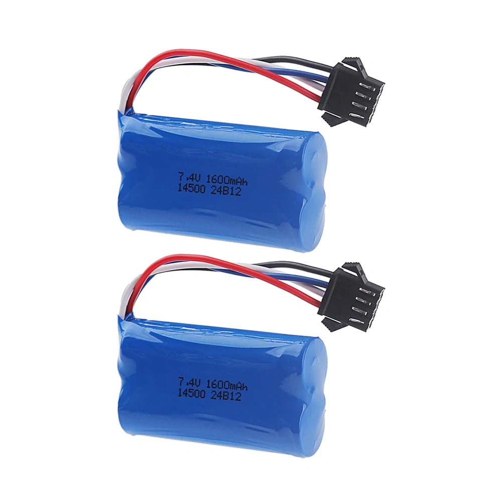 14500 2S Battery 7.4v 1600mAh Li-ion Battery for Water Bullet Gun Toys Accessory 7.4V Battery for Electric Toys Racing Vehicles