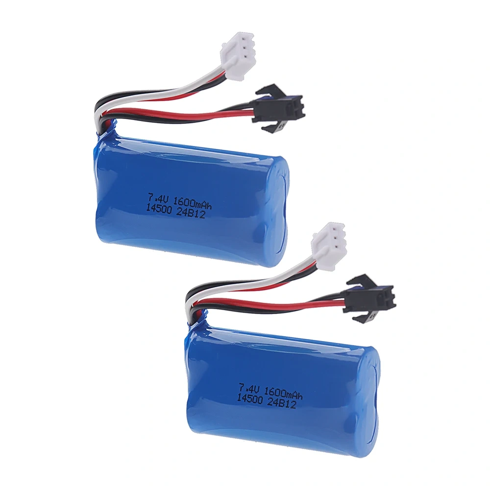 14500 2S Battery 7.4v 1600mAh Li-ion Battery for Water Bullet Gun Toys Accessory 7.4V Battery for Electric Toys Racing Vehicles